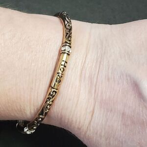 Gold tone Hope bracelet with rhinestones 7"